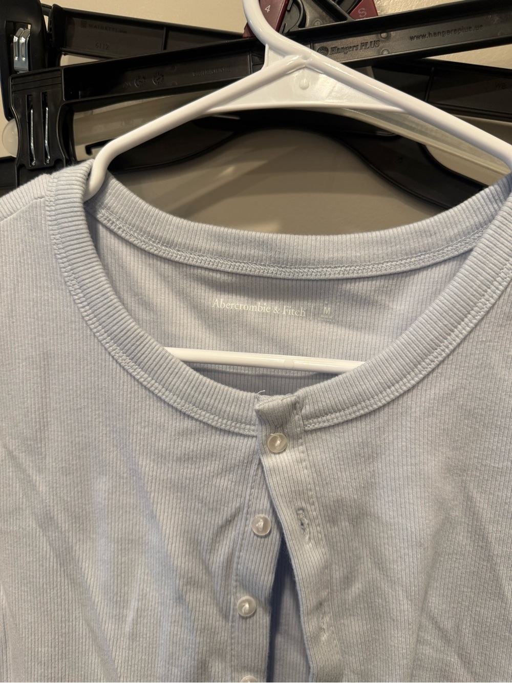 Abercrombie & Fitch Light Blue Ribbed Button-Front Tank - Picture 2 of 3